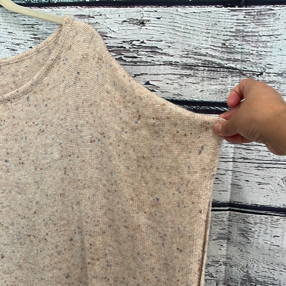 LOFT Oversized Flecked Blue Confetti Side Tie Cream Fall Poncho Size XS/S - Picture 7 of 13